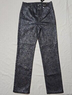Express Super High Rise Straight Shimmery Charcoal Jeans
